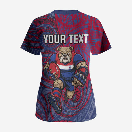 Custom Western Bulldogs Mascot Scrub Top Polynesian Tribal Swirl Dynamic - Bulldog Football