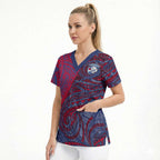 Custom Western Bulldogs Mascot Scrub Top Polynesian Tribal Swirl Dynamic - Bulldog Football
