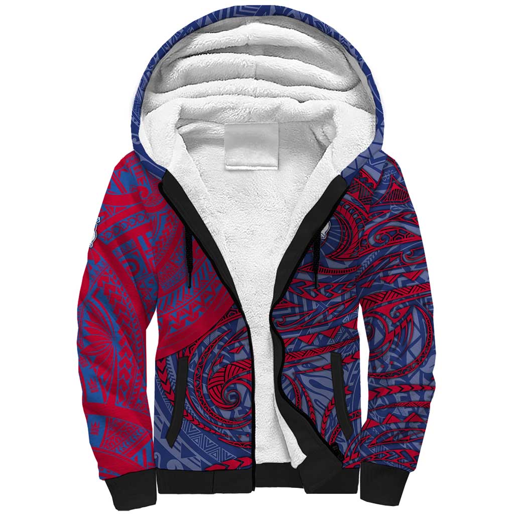 Custom Western Bulldogs Mascot Sherpa Hoodie Polynesian Tribal Swirl Dynamic - Bulldog Football