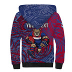 Custom Western Bulldogs Mascot Sherpa Hoodie Polynesian Tribal Swirl Dynamic - Bulldog Football