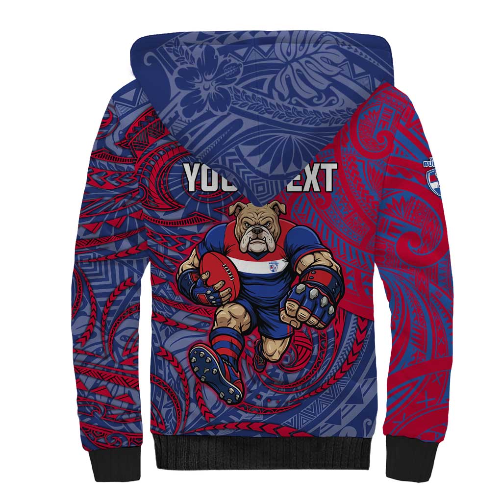 Custom Western Bulldogs Mascot Sherpa Hoodie Polynesian Tribal Swirl Dynamic - Bulldog Football