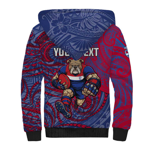Custom Western Bulldogs Mascot Sherpa Hoodie Polynesian Tribal Swirl Dynamic - Bulldog Football