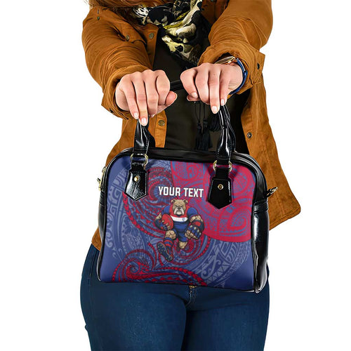 Custom Western Bulldogs Mascot Shoulder Handbag Polynesian Tribal Swirl Dynamic - Bulldog Football