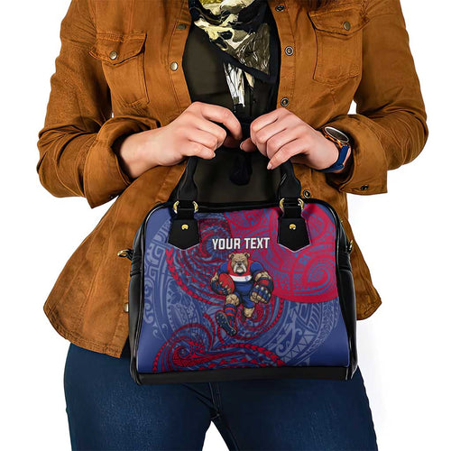 Custom Western Bulldogs Mascot Shoulder Handbag Polynesian Tribal Swirl Dynamic - Bulldog Football