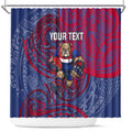 Custom Western Bulldogs Mascot Shower Curtain Polynesian Tribal Swirl Dynamic - Bulldog Football