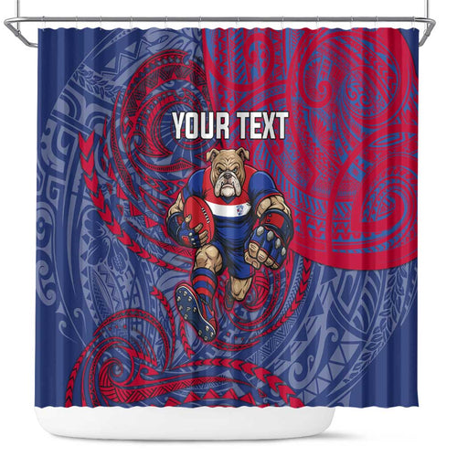 Custom Western Bulldogs Mascot Shower Curtain Polynesian Tribal Swirl Dynamic - Bulldog Football
