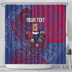 Custom Western Bulldogs Mascot Shower Curtain Polynesian Tribal Swirl Dynamic - Bulldog Football