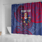 Custom Western Bulldogs Mascot Shower Curtain Polynesian Tribal Swirl Dynamic - Bulldog Football