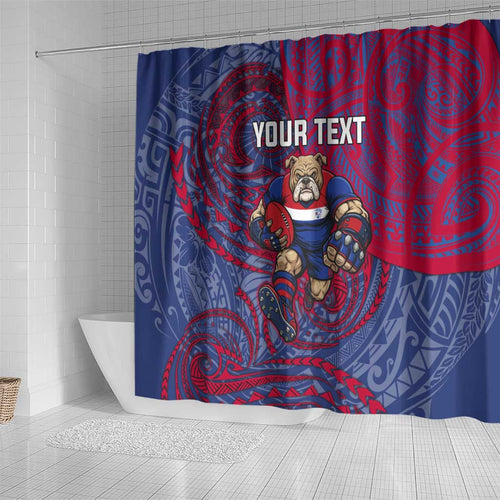 Custom Western Bulldogs Mascot Shower Curtain Polynesian Tribal Swirl Dynamic - Bulldog Football