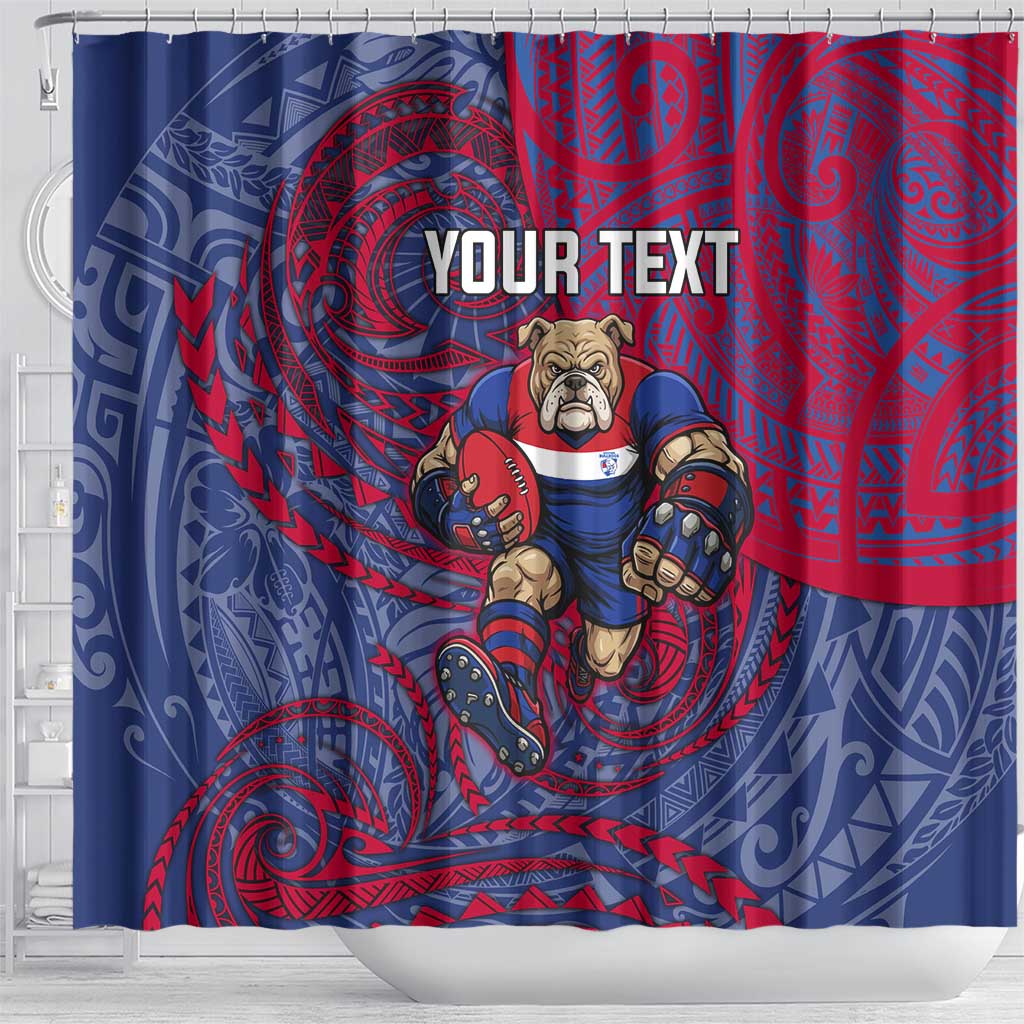Custom Western Bulldogs Mascot Shower Curtain Polynesian Tribal Swirl Dynamic - Bulldog Football