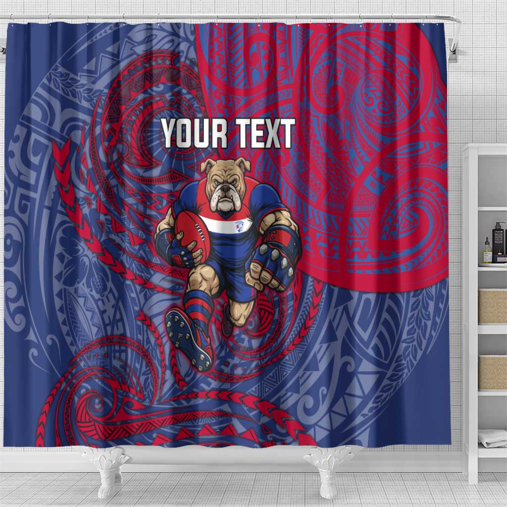 Custom Western Bulldogs Mascot Shower Curtain Polynesian Tribal Swirl Dynamic - Bulldog Football