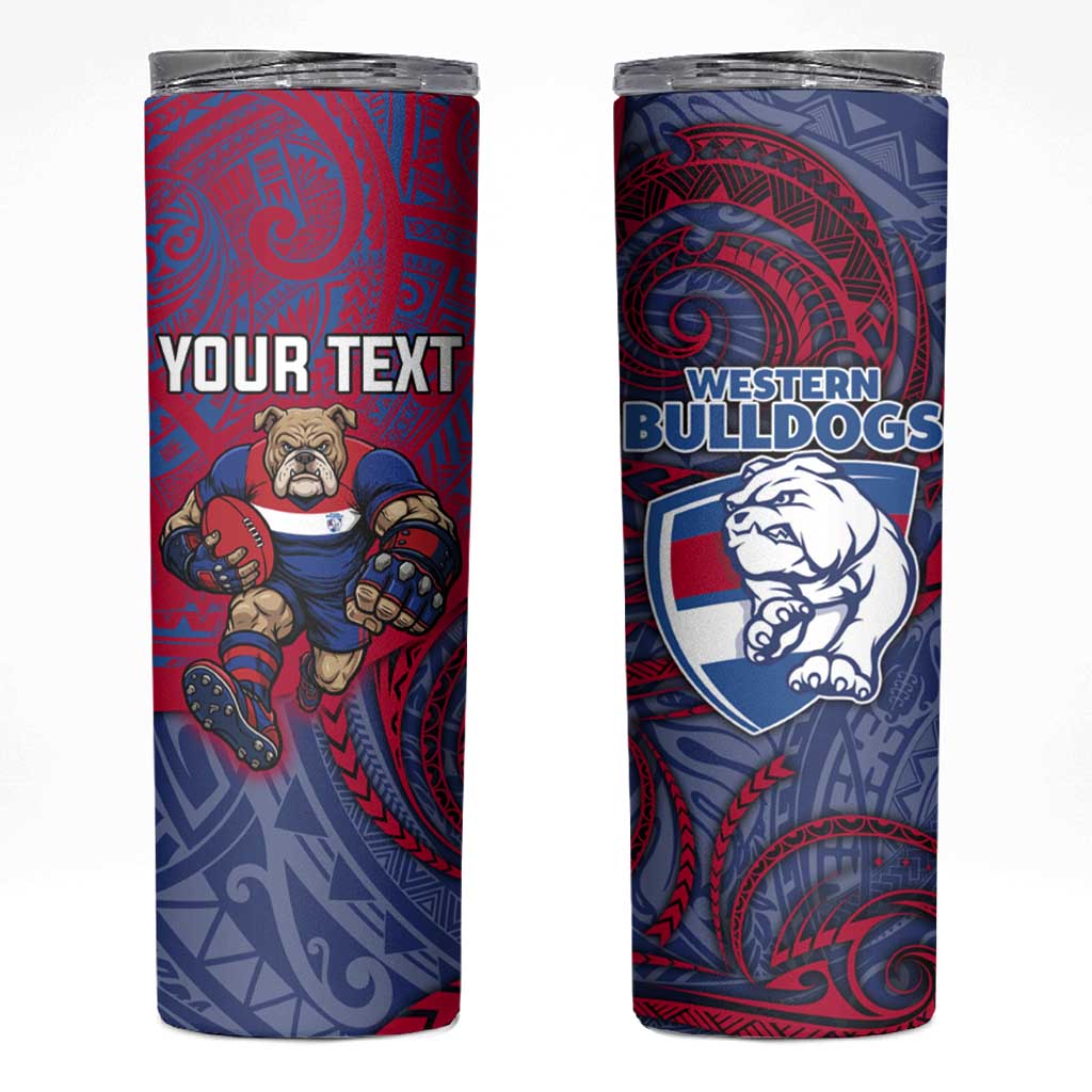 Custom Western Bulldogs Mascot Skinny Tumbler Polynesian Tribal Swirl Dynamic - Bulldog Football