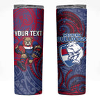 Custom Western Bulldogs Mascot Skinny Tumbler Polynesian Tribal Swirl Dynamic - Bulldog Football