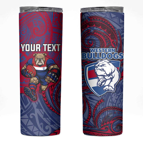 Custom Western Bulldogs Mascot Skinny Tumbler Polynesian Tribal Swirl Dynamic - Bulldog Football