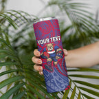 Custom Western Bulldogs Mascot Skinny Tumbler Polynesian Tribal Swirl Dynamic - Bulldog Football