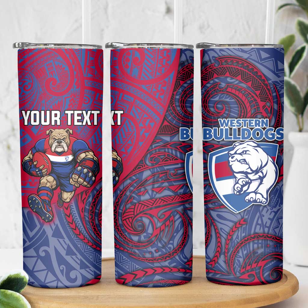 Custom Western Bulldogs Mascot Skinny Tumbler Polynesian Tribal Swirl Dynamic - Bulldog Football