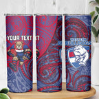 Custom Western Bulldogs Mascot Skinny Tumbler Polynesian Tribal Swirl Dynamic - Bulldog Football