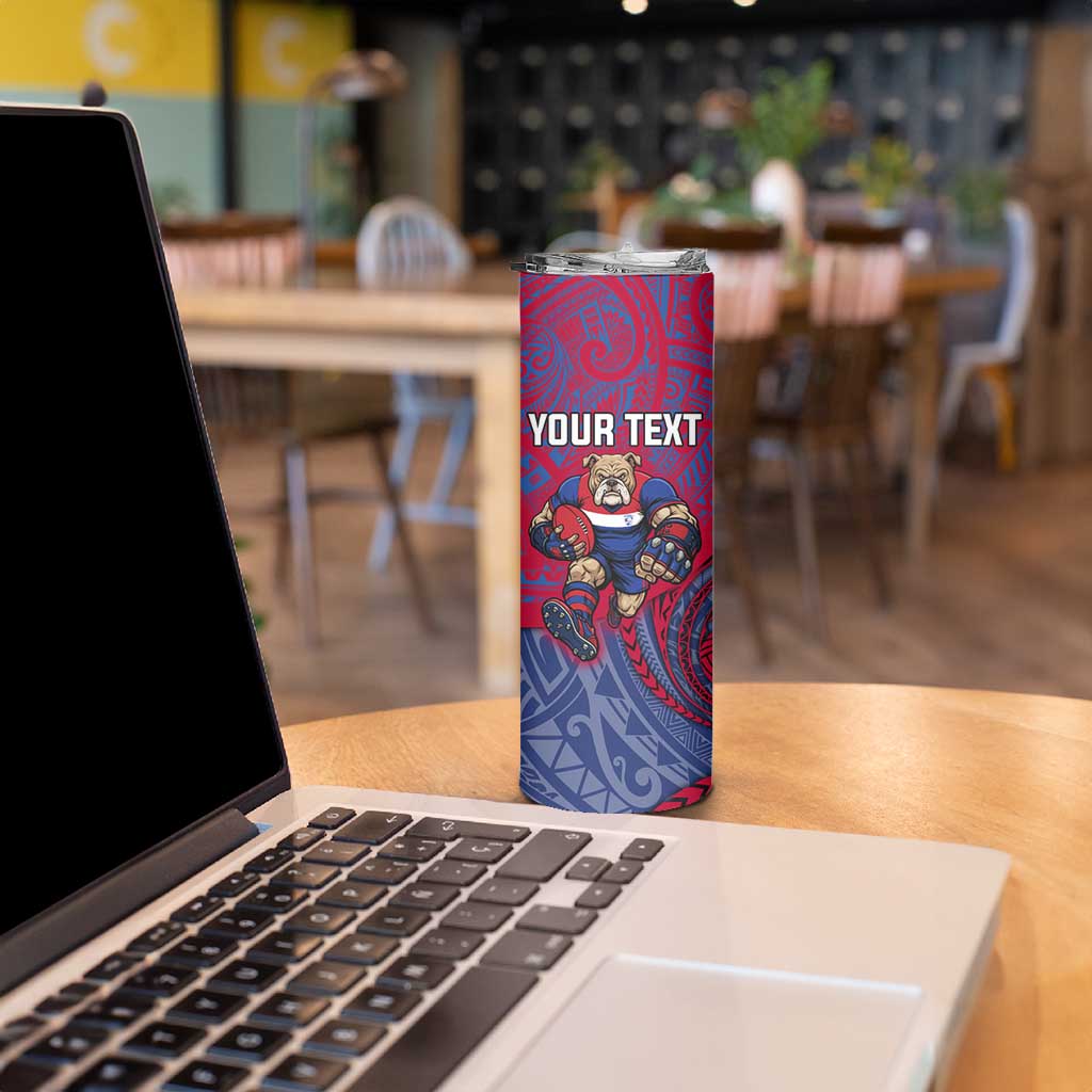 Custom Western Bulldogs Mascot Skinny Tumbler Polynesian Tribal Swirl Dynamic - Bulldog Football