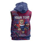 Custom Western Bulldogs Mascot Sleeveless Hoodie Polynesian Tribal Swirl Dynamic - Bulldog Football