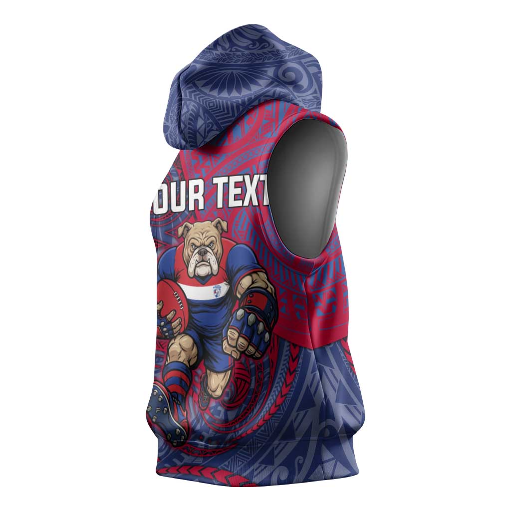 Custom Western Bulldogs Mascot Sleeveless Hoodie Polynesian Tribal Swirl Dynamic - Bulldog Football