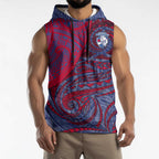 Custom Western Bulldogs Mascot Sleeveless Hoodie Polynesian Tribal Swirl Dynamic - Bulldog Football