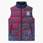 Custom Western Bulldogs Mascot Sleeveless Puffer Jacket Polynesian Tribal Swirl Dynamic - Bulldog Football