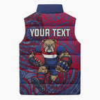 Custom Western Bulldogs Mascot Sleeveless Puffer Jacket Polynesian Tribal Swirl Dynamic - Bulldog Football