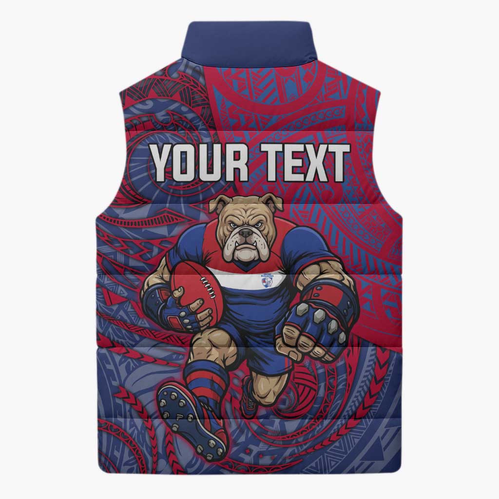 Custom Western Bulldogs Mascot Sleeveless Puffer Jacket Polynesian Tribal Swirl Dynamic - Bulldog Football
