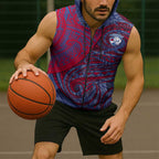Custom Western Bulldogs Mascot Sleeveless Zip Hoodie Polynesian Tribal Swirl Dynamic - Bulldog Football