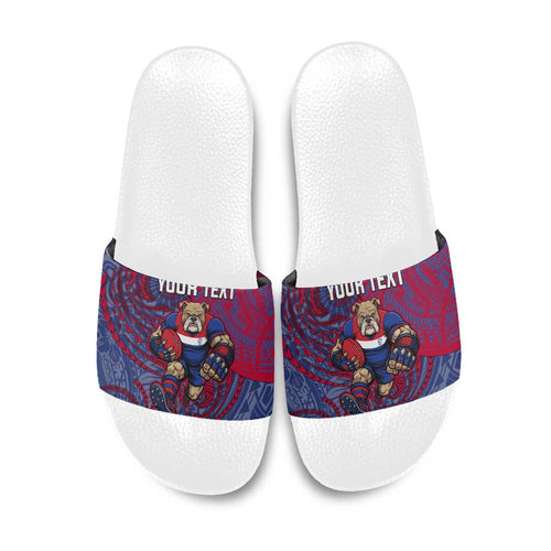Custom Western Bulldogs Mascot Slide Sandals Polynesian Tribal Swirl Dynamic - Bulldog Football
