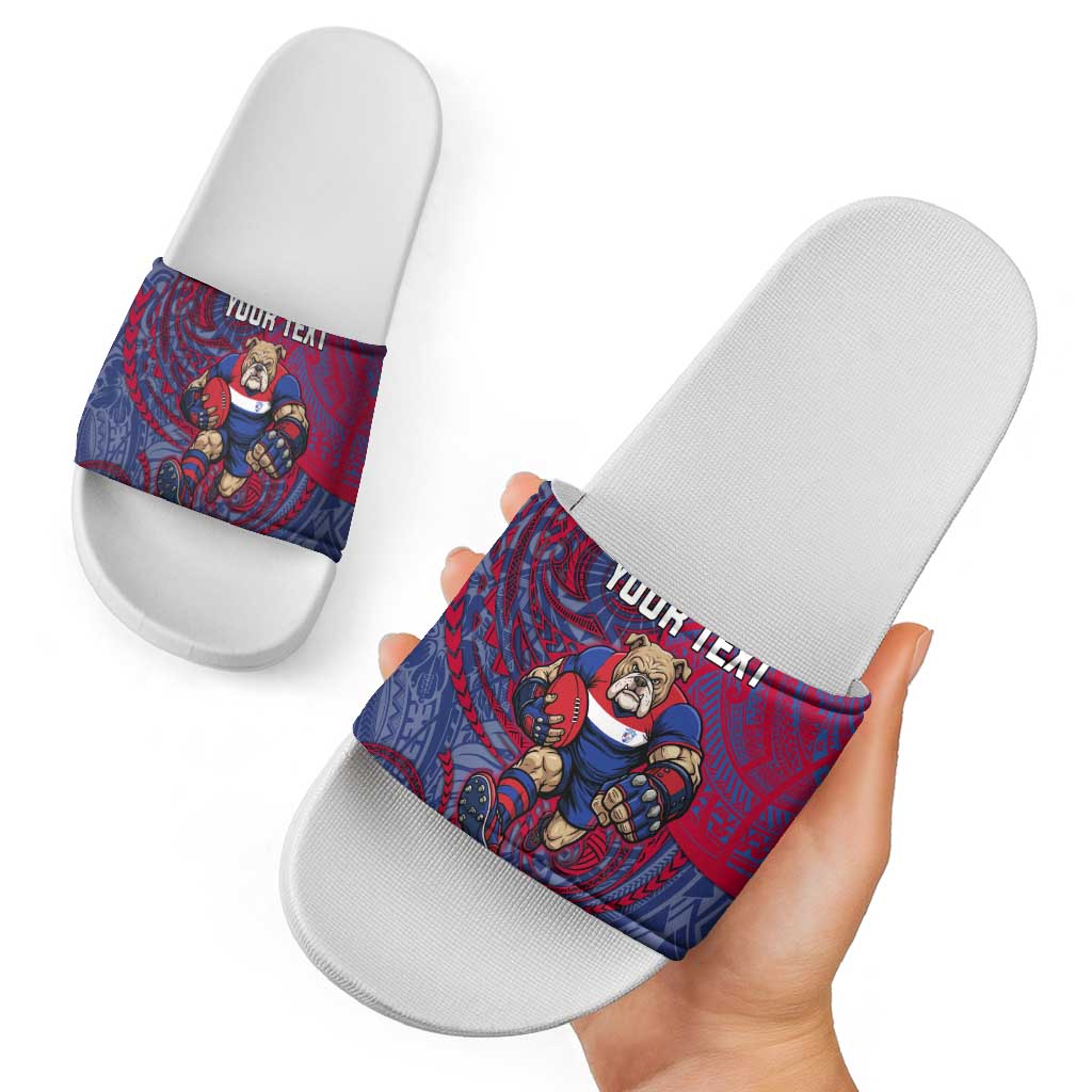 Custom Western Bulldogs Mascot Slide Sandals Polynesian Tribal Swirl Dynamic - Bulldog Football