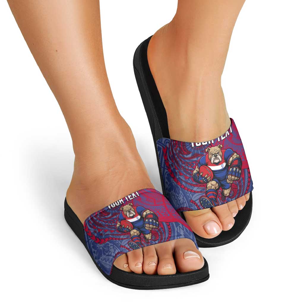 Custom Western Bulldogs Mascot Slide Sandals Polynesian Tribal Swirl Dynamic - Bulldog Football
