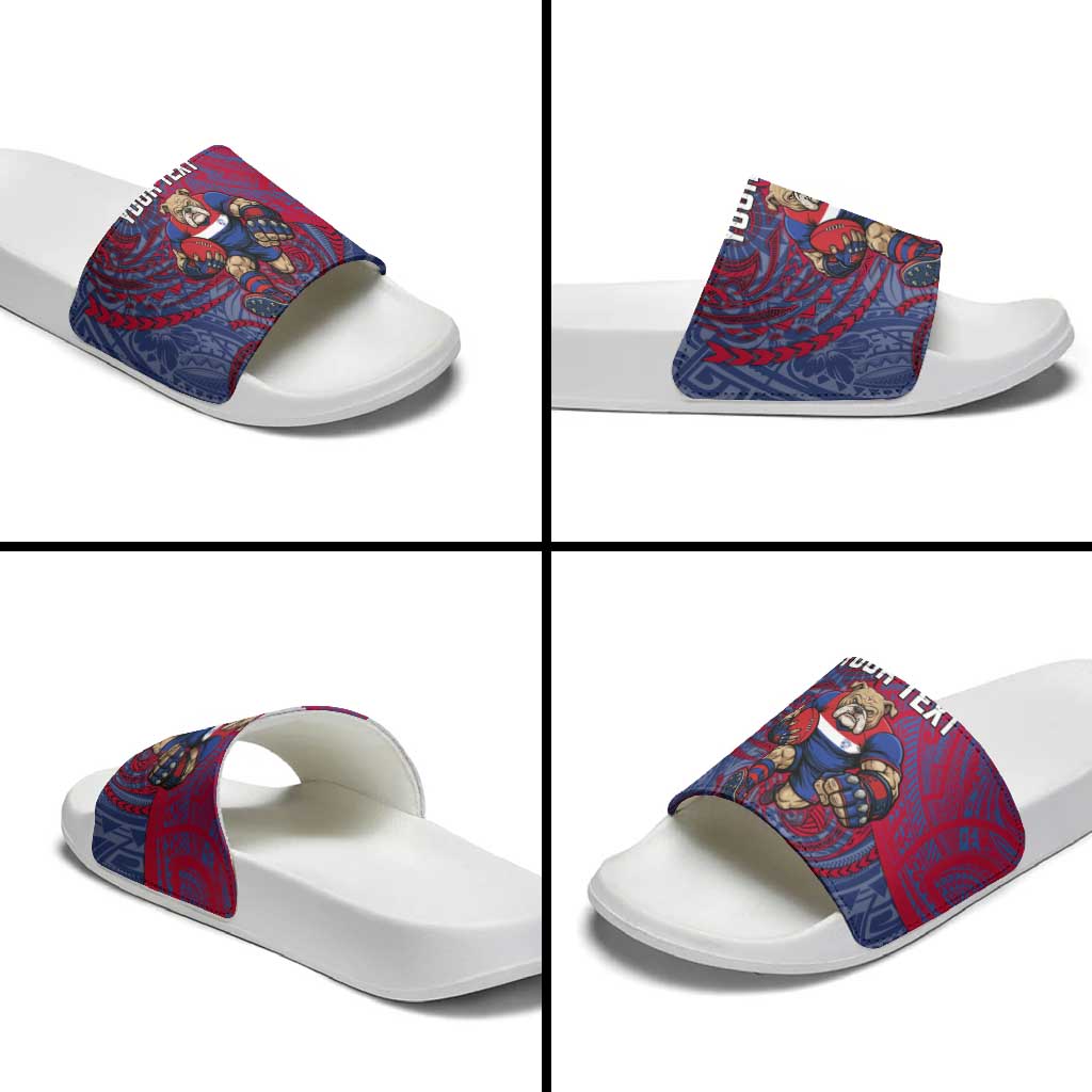Custom Western Bulldogs Mascot Slide Sandals Polynesian Tribal Swirl Dynamic - Bulldog Football