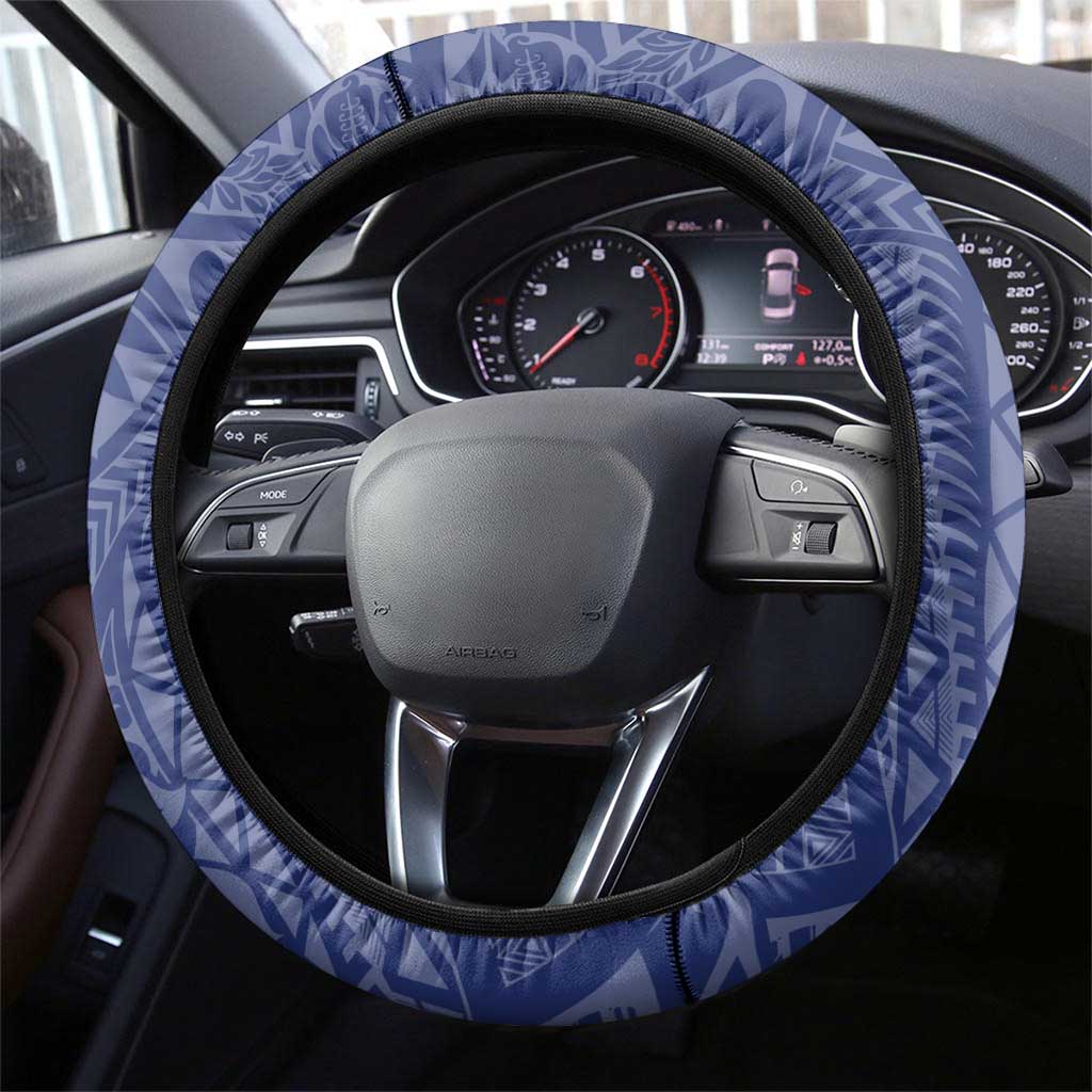 Western Bulldogs Mascot Steering Wheel Cover Polynesian Tribal Swirl Dynamic - Bulldog Football