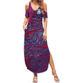 Custom Western Bulldogs Mascot Summer Maxi Dress Polynesian Tribal Swirl Dynamic - Bulldog Football