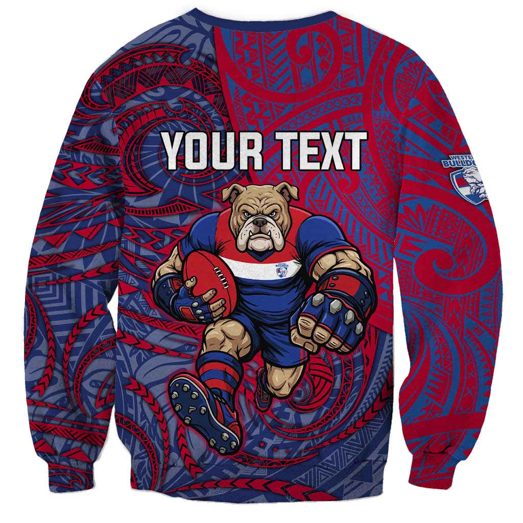 Custom Western Bulldogs Mascot Sweatshirt Polynesian Tribal Swirl Dynamic - Bulldog Football