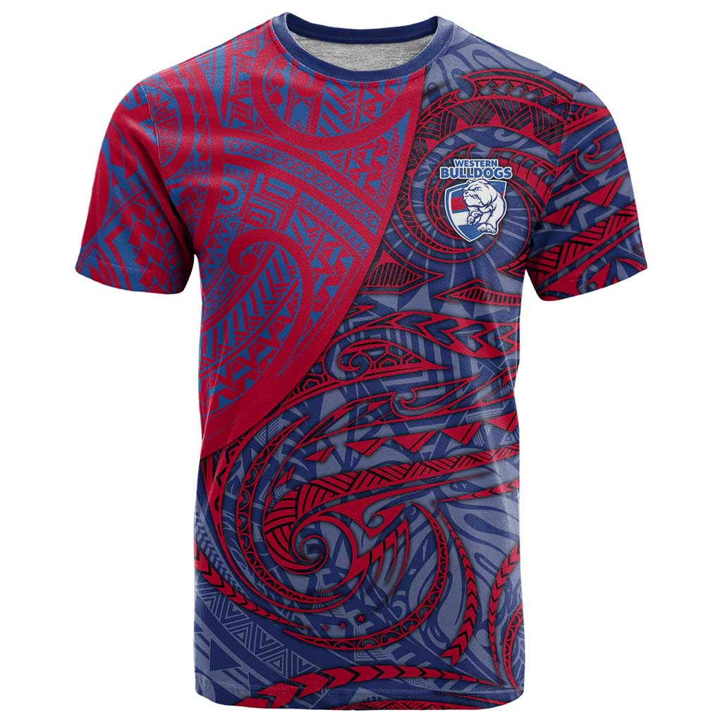 Custom Western Bulldogs Mascot T Shirt Polynesian Tribal Swirl Dynamic - Bulldog Football