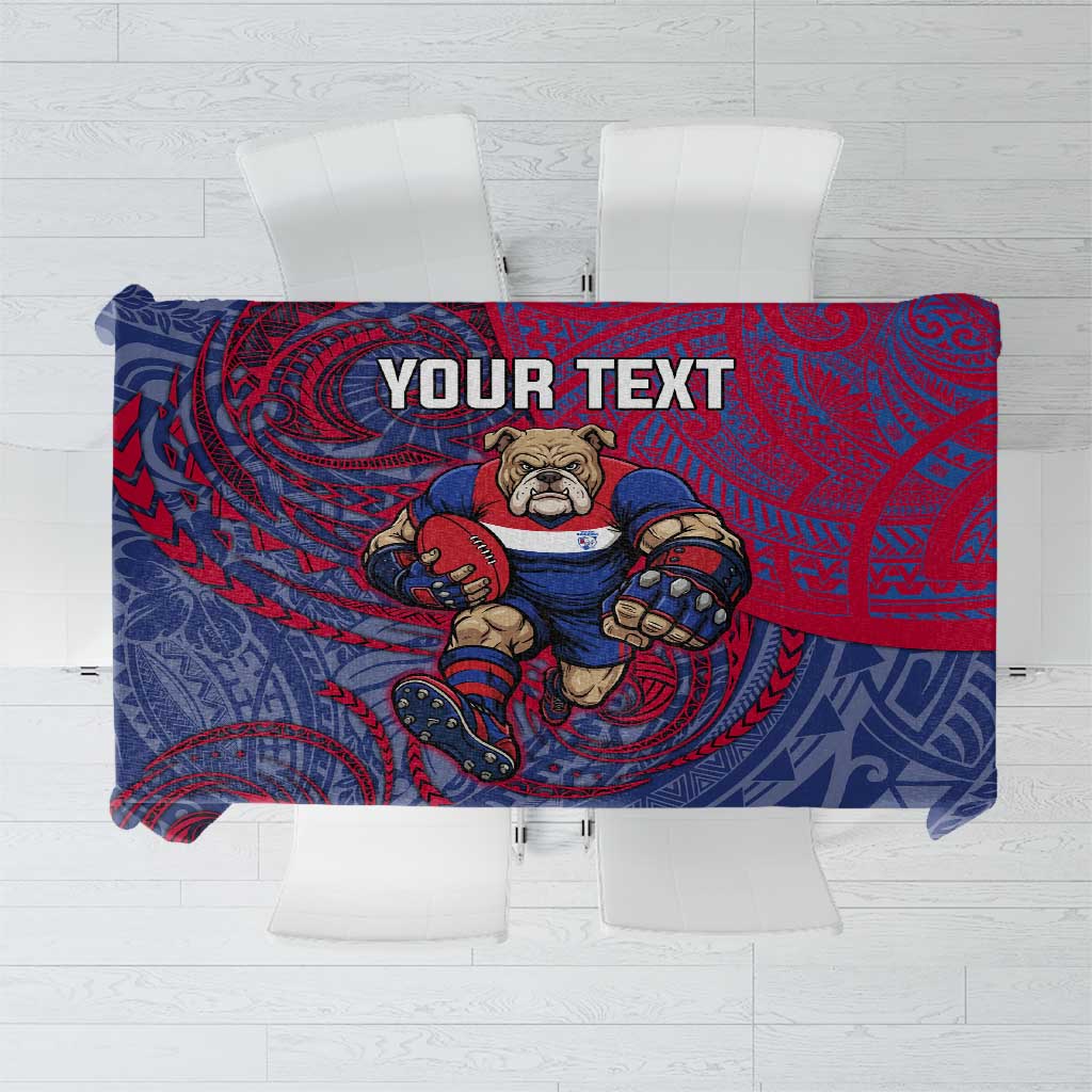 Custom Western Bulldogs Mascot Tablecloth Polynesian Tribal Swirl Dynamic - Bulldog Football