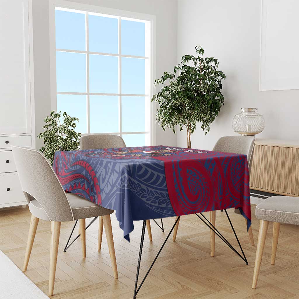 Custom Western Bulldogs Mascot Tablecloth Polynesian Tribal Swirl Dynamic - Bulldog Football