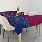 Custom Western Bulldogs Mascot Tablecloth Polynesian Tribal Swirl Dynamic - Bulldog Football