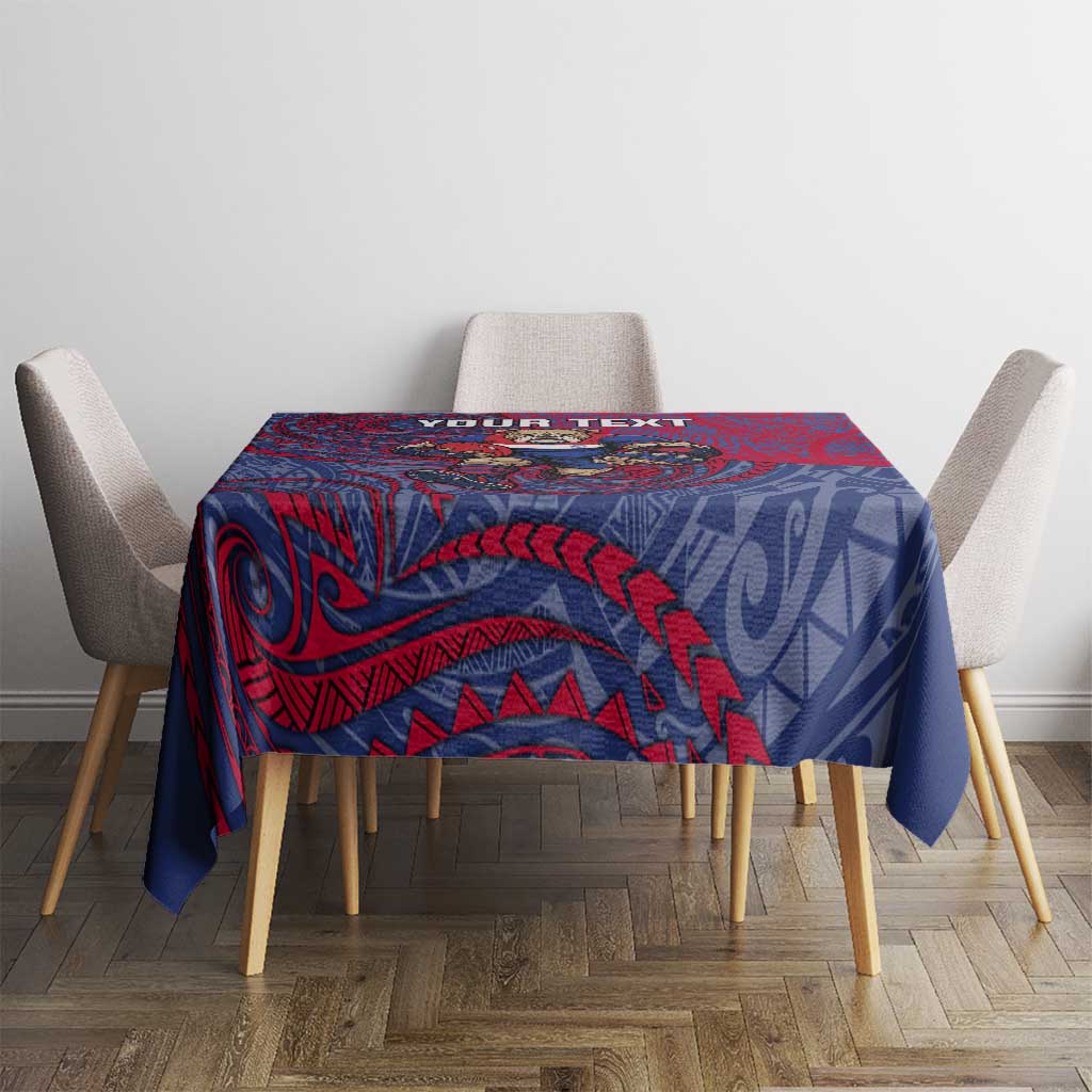 Custom Western Bulldogs Mascot Tablecloth Polynesian Tribal Swirl Dynamic - Bulldog Football