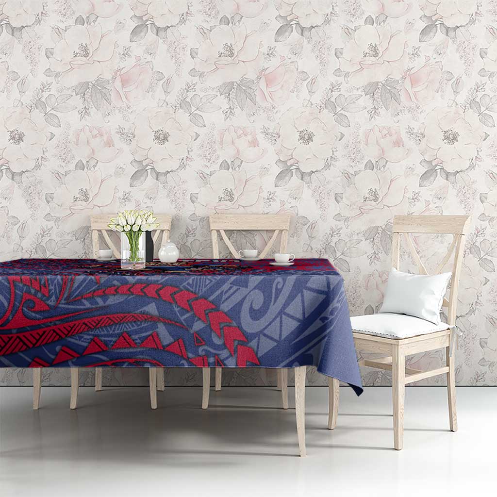 Custom Western Bulldogs Mascot Tablecloth Polynesian Tribal Swirl Dynamic - Bulldog Football