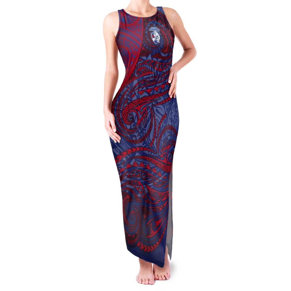 Custom Western Bulldogs Mascot Tank Maxi Dress Polynesian Tribal Swirl Dynamic - Bulldog Football