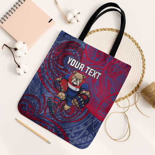 Custom Western Bulldogs Mascot Tote Bag Polynesian Tribal Swirl Dynamic - Bulldog Football