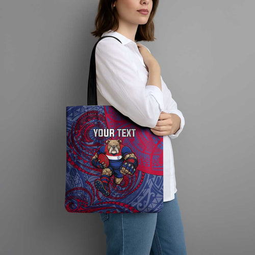 Custom Western Bulldogs Mascot Tote Bag Polynesian Tribal Swirl Dynamic - Bulldog Football
