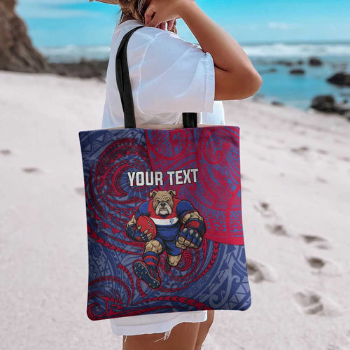 Custom Western Bulldogs Mascot Tote Bag Polynesian Tribal Swirl Dynamic - Bulldog Football