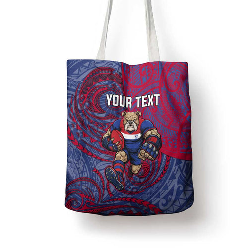 Custom Western Bulldogs Mascot Tote Bag Polynesian Tribal Swirl Dynamic - Bulldog Football