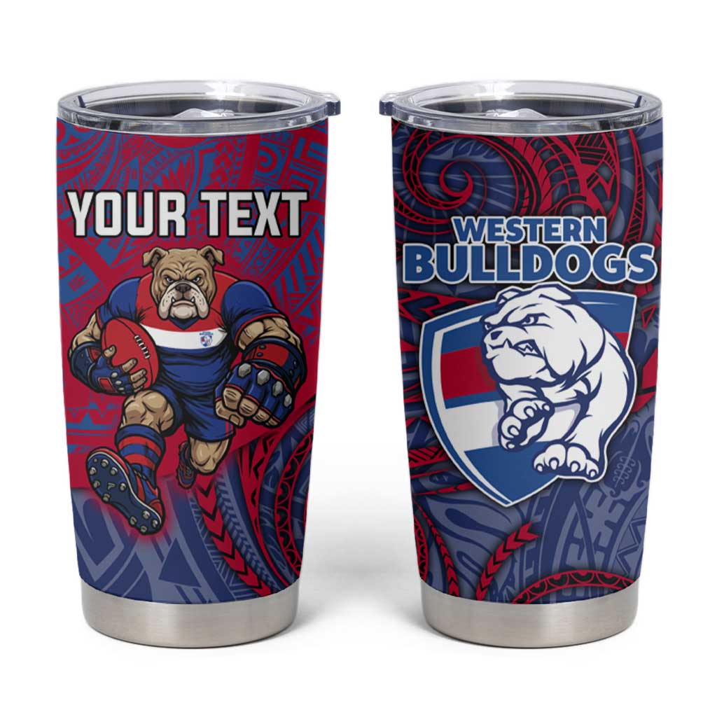 Custom Western Bulldogs Mascot Tumbler Cup Polynesian Tribal Swirl Dynamic - Bulldog Football