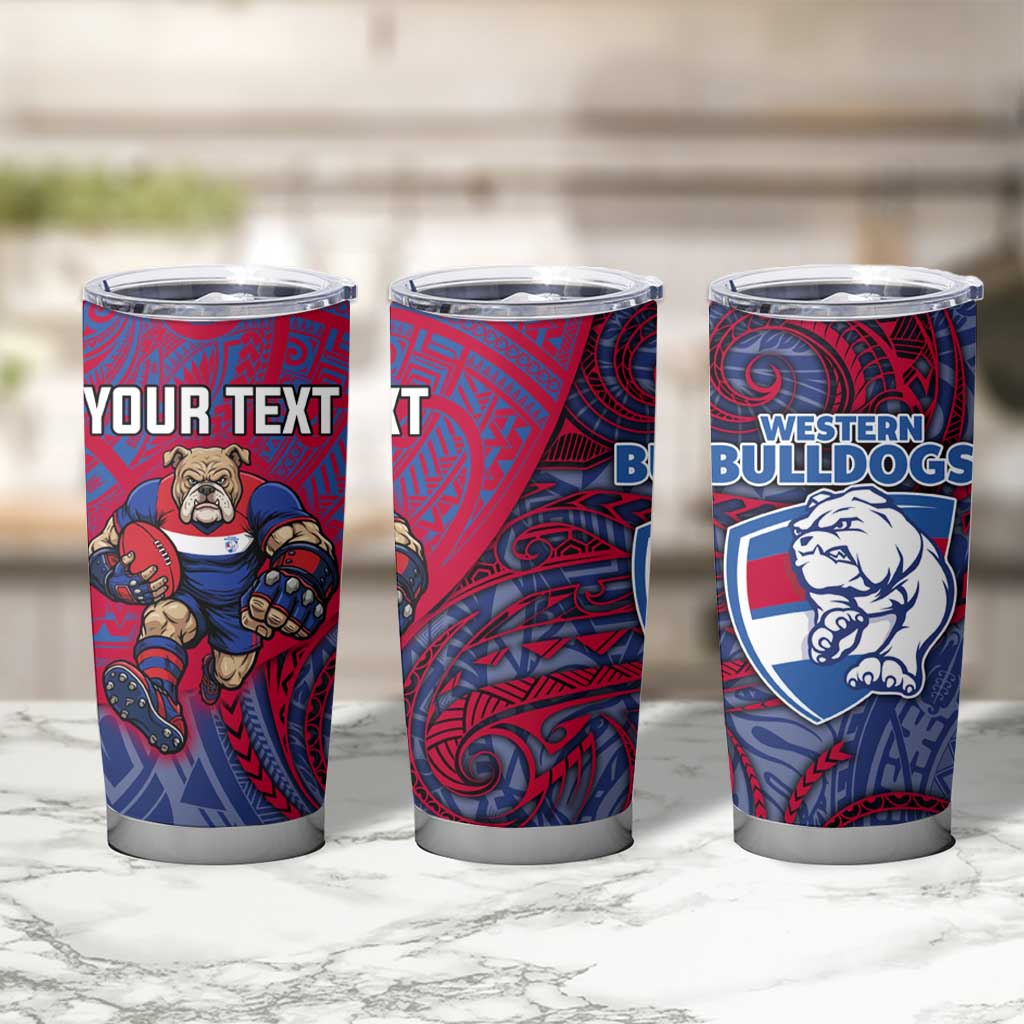 Custom Western Bulldogs Mascot Tumbler Cup Polynesian Tribal Swirl Dynamic - Bulldog Football