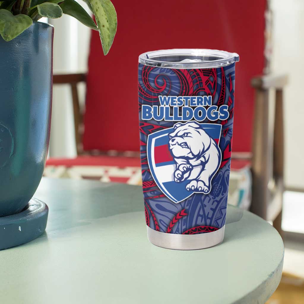 Custom Western Bulldogs Mascot Tumbler Cup Polynesian Tribal Swirl Dynamic - Bulldog Football